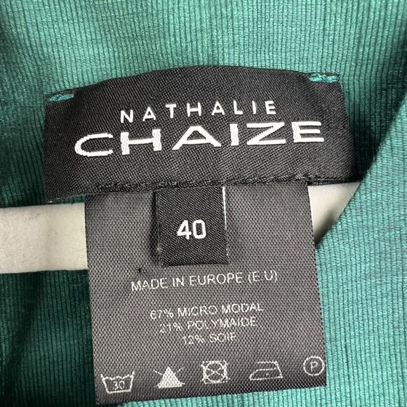 Nathalie Chaize Tunic Top Woman 8 Kelly Green Pullover Hi-Low Lagenlook Blouse - Picture 9 of 11